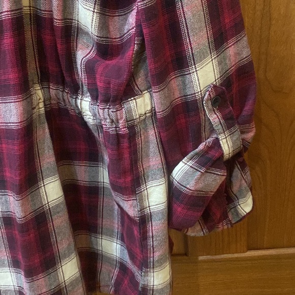 Wild Blue Sadie Robertson XL Maroon Plaid Open Flannel Blouse - Picture 5 of 6